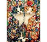 Weiniuniu Canevas Point de Croix Kit Deux chats 11CT Adulte point de croix kit DIY debutant broderie point de croix imprimé 40x50 cm