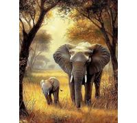 Weiniuniu Canevas Point de Croix Kit Famille d'éléphants 11CT Adulte point de croix kit DIY debutant broderie point de croix imprimé 50x70 cm