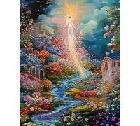 Weiniuniu Canevas Point de Croix Kit Fée des fleurs 11CT Adulte point de croix kit DIY debutant broderie point de croix imprimé 50x70 cm