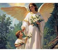 Weiniuniu Canevas Point de Croix Kit Femme ange 11CT Adulte point de croix kit DIY debutant broderie point de croix imprimé 50x70 cm