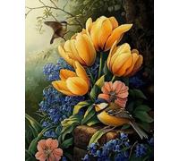 Weiniuniu Canevas Point de Croix Kit Fleurs jaunes 11CT Adulte point de croix kit DIY debutant broderie point de croix imprimé 40x50 cm