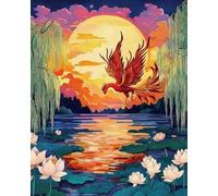 Weiniuniu Canevas Point de Croix Kit Lotus Phoenix 11CT Adulte point de croix kit DIY debutant broderie point de croix imprimé 40x50 cm