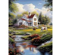 Weiniuniu Canevas Point de Croix Kit Maison rurale Complet 11CT Adulte point de croix kit DIY debutant broderie point de croix imprimé 50X70 cm