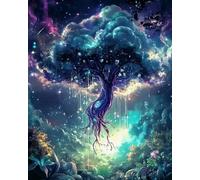 Weiniuniu Canevas Point de Croix Kit Scène onirique avec des arbres 11CT Adulte point de croix kit DIY debutant broderie point de croix imprimé 50x70 cm