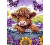 Weiniuniu Canevas Point de Croix Kit Vache papillon Complet 11CT Adulte point de croix kit DIY debutant broderie point de croix imprimé 40×50 cm