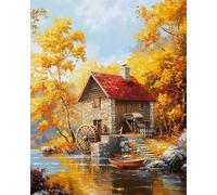 Weiniuniu Kits de Peinture Diamant 5D Cottage dans un paysage Full Drill Cristal Strass Images Bricolage Art pour Adultes Enfants Décoration Intérieur 40x50cm
