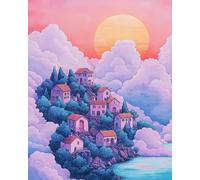 Weiniuniu Kits de Peinture Diamant 5D Cottage dans un paysage Full Drill Cristal Strass Images Bricolage Art pour Adultes Enfants Décoration Intérieur 50x70cm