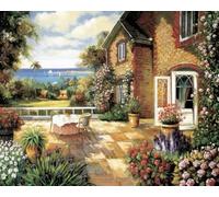 Weiniuniu Kits de Peinture Diamant 5D Magnifique scène de cour intérieure Full Drill Cristal Strass Images Bricolage Art pour Adultes Enfants Décoration Intérieur 40x50cm