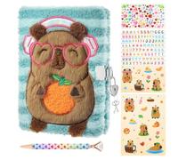 WEINNSAI Peluche Carnet Secret Capibara Enfant - Journal Intime Fille avec Cadenas et Clé Stylo Autocollants, Carnet de Voyage Scolaire pour Écrire Cadeau D'anniversaire Fille 6-10 Ans