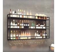 Weinregal zur Wandmontage,Porte-Bouteille Mural Industriel,Cadre Fer 3 Couches,Métal Présentoir À Vin,Bar Cuisine,pour,Décoration,Maison,Restaurant,Cuisine,Noir/Or(Black,59in/150cm)