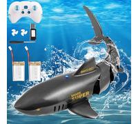 Weinsamkeit Jouet Requin Télécommandé, 2.4 GHz Requin Bateau Télécommandé avec USB, Jouet Aquatique avec 2 Batterie Rechargeable, Cadeau Jouets de Piscine pour Garçons et Filles (Noir)