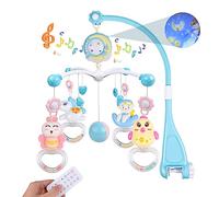 Weinsamkeit Mobile Musical Lit Bébé, Mobile Musicale Bebe avec Veilleuse et Projecteur Mobile Lit Bébé avec 150 Berceuses Hochets Rotatifs Suspendus Boîte à Musique Télécommandée Jouet Bebe 0 à 6 Mois
