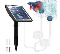 Weinsamkeit Pompe Solaire pour Bassin, 2W Pompe Bassin Solaire avec Batterie 2200mAh, Pompe a Air Bassin avec Tube à Oxygène et 2 Pierre à Bulles D'air