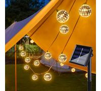 Weiongppy 5M Solaire Guirlande Lumineuse Exterieure Led,20LED Solaire Guirlande Exterieur,Guirlande Lumineuse Led Marocaine,Ip65 éTanches,Pour Terrasse, Mariage, NoëL（Blanc Chaud）
