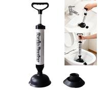 Weiongppy Déboucheur à ventouse avec 2 embouts - Pompe haute pression pour canalisation WC, lavabo, douche et baignoire - Ventouse puissante ergonomique et durable