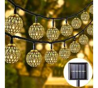Weiongppy Guirlande lumineuse LED Marocaine,Guirlande lumineuse à LED,lumineuse solaire,7M 50LED Guirlande lumineuse solaire,IP65 étanches,pour Balcon, chambre, Ramadan,Mariage, Noël(Blanc chaud)