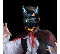 Weiongppy LED Halloween Masque Tête de Loup, 3 Modes Clignotants Masque Lumineux Cosplay, Néon Led Masque D'horreur pour Mascarade Halloween Costume Cosplay