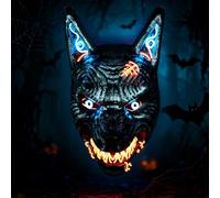 Weiongppy LED Halloween Masque Tête de Loup, 3 Modes Clignotants Masque Lumineux Cosplay, Néon Led Masque D'horreur pour Mascarade Halloween Costume Cosplay