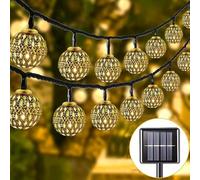 Weiongppy Solaire Guirlande Lumineuse Exterieure Blanc Chaud,8 Modes Solaire Guinguette Exterieur,IP65 Étanches Guirlande Lumineuse Led Marocaine Pour Jardin Balcon Mariage Fête - 7M 50LED