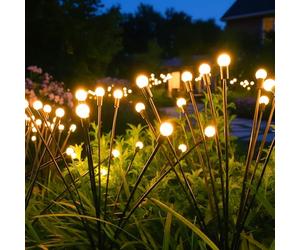 Weiongppy Solarleuchten für Außen Garten, 4 Stück 6 LED Glühwürmchen Solarleuchten, IP65 Wasserdicht, Solar lichterkette außen für den Außenbereich, Terrasse, Hof, Weg, Gartenkunst (Warmweiß)