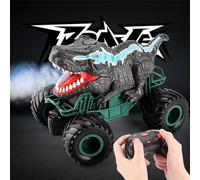 Weiongppy Voiture télécommandée, motif dinosaure, 2,4 GHz, Monster truck, avec vaporisateur et lumière, 4 WD Offroad pour enfants de 3 à 10 ans, cadeau pour garçon et fille
