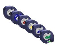 Weipto Lot de 6 Rouleau Etiquettes Autocollantes de Rechange pour Dymo LetraTag - 12 mm x 4 m - 12267 91201 91202 91203 91204 91205 - Noir sur Transparent/Blanc/Rouge/Bleu/Jaune/Vert