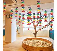 Weiqiao® Girouette Spirale en Bois Moulin à Vent Suspendu Arc en Ciel Décoration de Fête pour Jardin Extérieur Intérieur 2 Pcs (M)