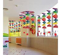 Weiqiao® Girouette Spirale en Bois Moulin à Vent Suspendu Arc en Ciel Décoration de Fête pour Jardin Extérieur Intérieur 2 Pcs (S)