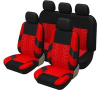 WEIQQI Housse de Siège Voiture pour Kia Soul (2015-2020) Voiture Ensembles Housses siège Respirant Auto Couvre Sieges Housses Siège Avant Et Arrière, Red/E