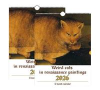 Weird Cats in Renaissance 2026 Wall Calendar - 12 Monthly Hilarious Medieval Cat Art Illustrations, 8.5" X 11" Funny Cat Planner, Home Office Decor & Unique Gift for Cat Lovers (2pcs)