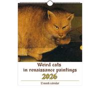 Weird Cats in Renaissance 2026 Wall Calendar - 12 Monthly Hilarious Medieval Cat Art Illustrations, 8.5" X 11" Funny Cat Planner, Home Office Decor & Unique Gift for Cat Lovers (1pcs)