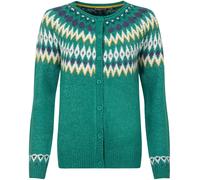 Weird Fish Weird Fish Green Hatty Fairisle Pattern Cardigan