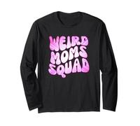 Weird Moms Squad Groovy Text Mom Group Design Manche Longue