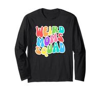 Weird Moms Squad Groovy Text Mom Group Design Manche Longue