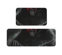 Weird Monsters and Skeletons Lot de 2 tapis de cuisine antidérapants en bois anti-fatigue pour la maison et le bureau