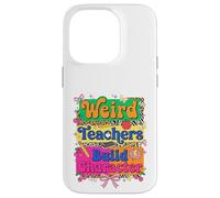 Weird Teachers Build Character Retro Leopard School Graphic Coque pour iPhone 14 Pro