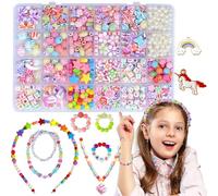 WeiRenLuan Perles Enfant,pour Bracelet Enfant, Kit Perles Bijoux Fille Fabrication Bijoux Jouets Filles de 5 à 12 Ans, Coffret Fille Cadeaux de Noël et Cadeaux d'anniversaire