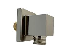 Weirun Raccord de tuyau de douche carré moderne en laiton 1,27 cm NPT alimentation murale coude baignoire bec de sortie d'eau, union murale, nickel brossé