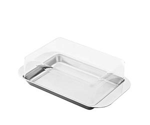 Weis 14254 Beurrier pour Porte de Réfrigérateur Acier Inoxydable/Acrylique Argent/Transparent 9,5 x 15 x 4,5 cm