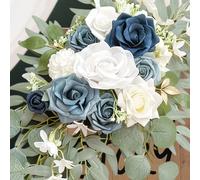Wei's moment Fleur bleu poussière pour décorations de panneaux d'accueil de mariage, Fleurs d'arc de mariée artificielles pour cérémonie de mariage (Lot de 2)