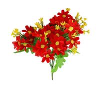 Wei's Moment Lot de 6 Plantes Artificielles pour Balcon et Intérieur, Fleurs en Plastique Décoratives, Faux Fleurs Résistantes aux UV pour Jardins et Tombes, Rouge Vif