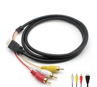 WEISENLINZ Câble HDMI vers AV HDMI vers 3RCA rouge, jaune et blanc - Câble différentiel de 1,5 m - Convertisseur pour HDTV DVD 1080p, la plupart des adaptateurs de projecteur LCD (noir classique)