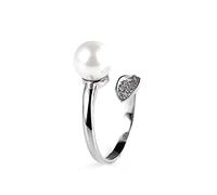 WEISHA Bague en Argent Sterling 925 avec Perle, Bague Index Pour Femme, Bague Ouverte Réglable, Bijouxargent