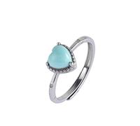 WEISHA Bague Pour Femme Turquoise Faite à la Main en Argent S925 Incrusté D'Argent Thaï Anneau Ouvert Vintage Coeur Ouvert Simple AnneauArgent thaïlandais