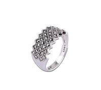 WEISHA Bague Rétro S925 Sterling Thai Argent Creux Motif Réglable Large Bague Femme Bijoux