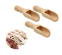 WEISHA Lot de 3 cuillères à sel en bois avec manche rond - Mini cuillère à épices en bois - Petite pelle à sel de bain - Cuillère à café - Cuillère à sel - Cuillère à lait en poudre