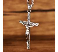 WEISHA Pendentif S925 Argent Sterling Rétro Thai Argent Jésus Croix Totem Hommes Catholique Femme Foi Pendentifpendentif