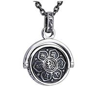WEISHA Pendentif S925 Sterling Silver Pendant Rétro Thai Argent Mâle Rotatif Bouddhiste Sort Pendentif Médaillependentif