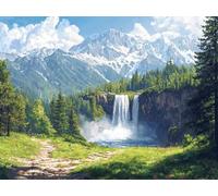 WEISHIWE 5D DIY Cascade forestière Kits de Peinture Diamant, Diamond Painting pour Adulte Débutants, Diamond Art Kits Strass Point de Croix Cristal Painting pour Maison Décor Cadeaux 100x135 cm H-795