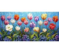 WEISHIWE 5D DIY Tulipes fleurs Kits de Peinture Diamant, Grand Diamond Painting pour Adulte, Diamond Art Kits Strass Point de Croix Cristal Painting pour Maison Décor Cadeaux 30x40 cm 20x40 cm z-843